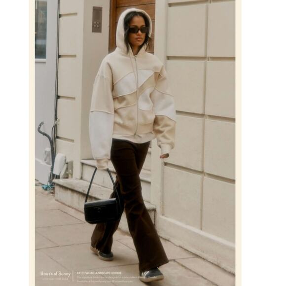 New House of Sunny Patchwork Landscape Hoodie UNISEX $149 SMALL Full Zip Jacket - Picture 4 of 10